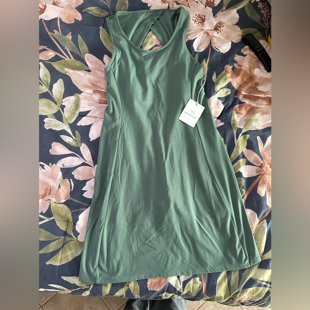 Sleeveless Green A-Line Dress - Comfort Stretch